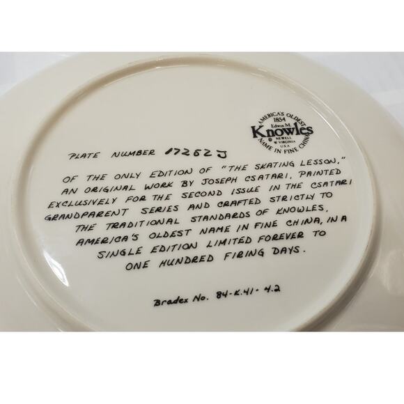 1981 Csatari Grandparent Series Plate "The Skating Lesson" Knowles China 17639 - Picture 5 of 5